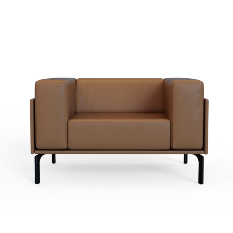 SQ‑A‑01 – Single‑Seat Sofa · Solid Wood Frame · High‑Resilience Foam · Aluminium Alloy Legs
