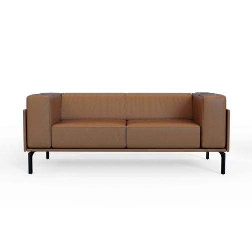 SQ‑A‑02 – Two‑Seat Sofa · Solid Wood Frame · High‑Resilience Foam · Aluminium Alloy Legs