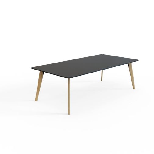 VITE‑TB‑2412 – Conference Table · MFC Tabletop · Solid Wood Legs · Black/White Connector Options