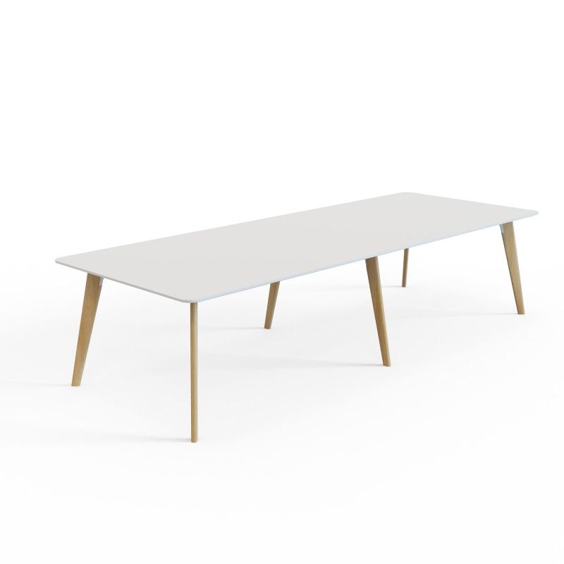 VITE‑TB‑3212 – Large Conference Table · MFC Tabletop · Solid Wood Legs · Black/White Connector Options