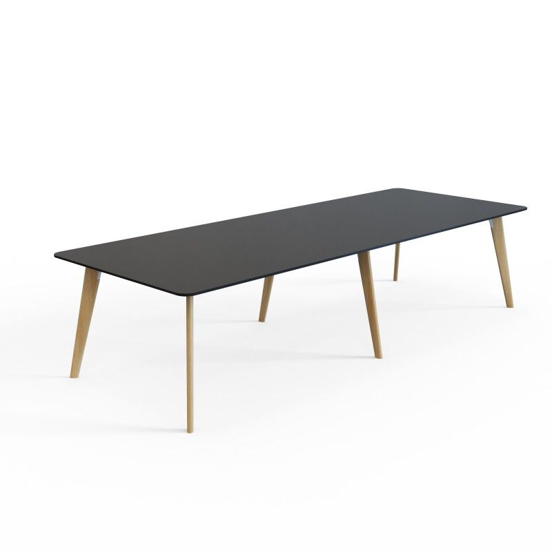 VITE‑TB‑3212 – Large Conference Table · MFC Tabletop · Solid Wood Legs · Black/White Connector Options