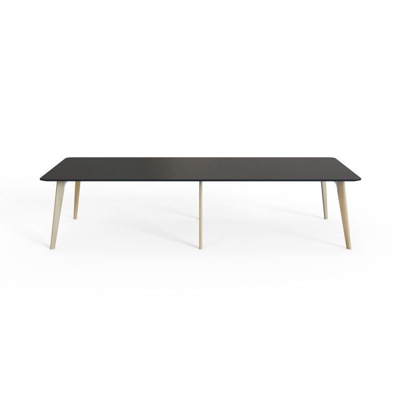 VITE‑TB‑3212 – Large Conference Table · MFC Tabletop · Solid Wood Legs · Black/White Connector Options