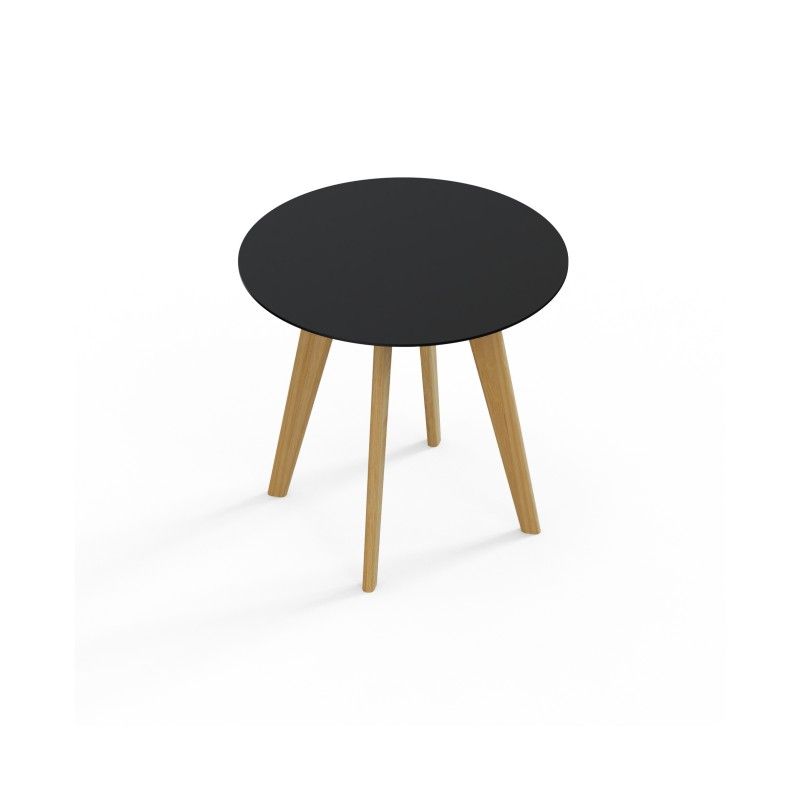 VITE‑TB‑800 – Round Table · MFC Tabletop · Solid Wood Legs · Black/White Connector Options