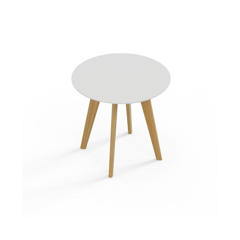VITE‑TB‑800 – Round Table · MFC Tabletop · Solid Wood Legs · Black/White Connector Options