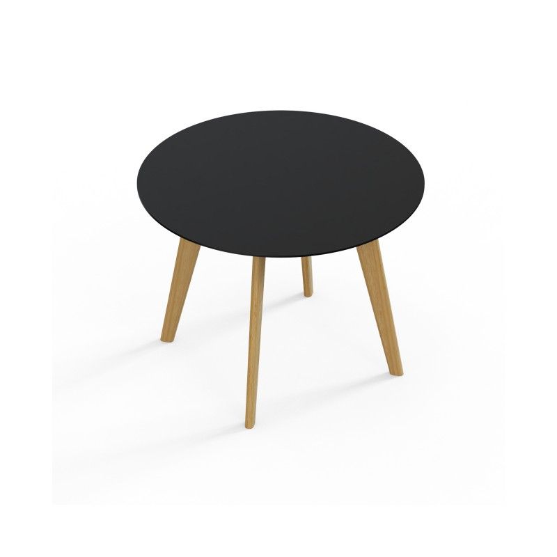 VITE‑TB‑1000 – Round Meeting Table · MFC Tabletop · Solid Wood Legs · Black/White Connector Options