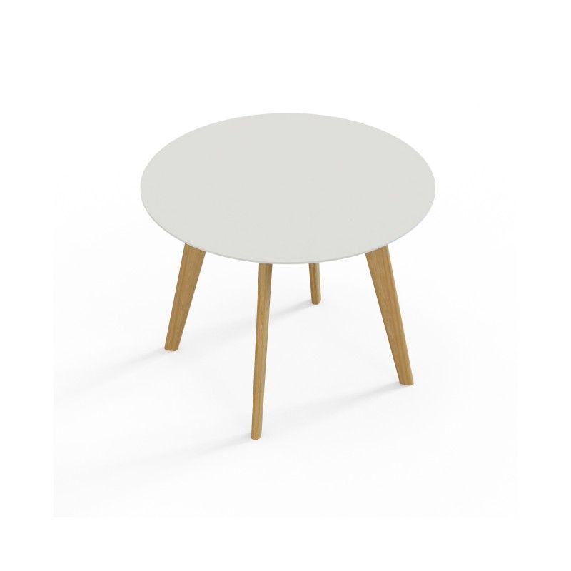 VITE‑TB‑1000 – Round Meeting Table · MFC Tabletop · Solid Wood Legs · Black/White Connector Options