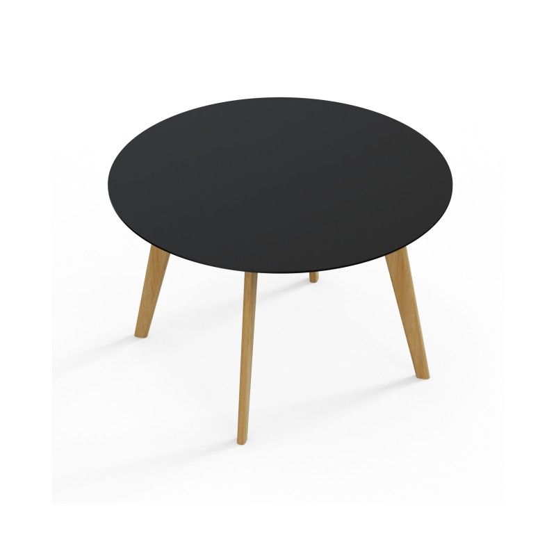 VITE‑TB‑1200 – Large Round Table · MFC Tabletop · Solid Wood Legs · Black/White Connector Options
