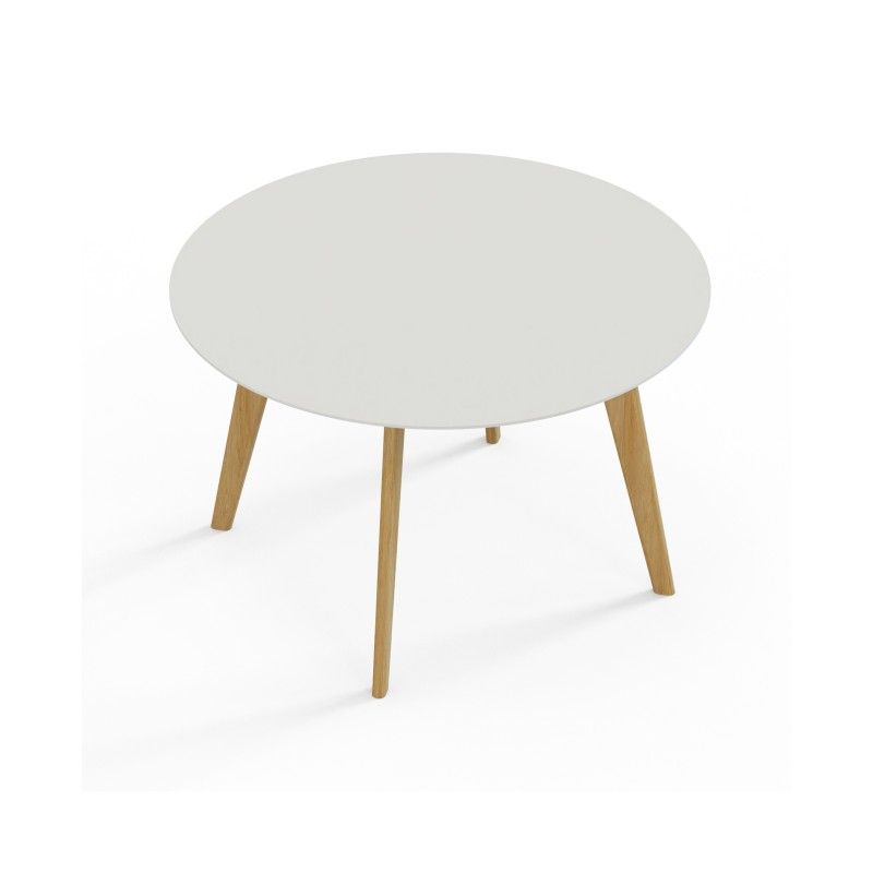 VITE‑TB‑1200 – Large Round Table · MFC Tabletop · Solid Wood Legs · Black/White Connector Options