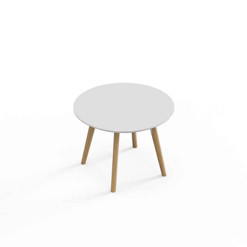 VITE‑CTB‑600R – Round Coffee Table · MFC Tabletop · Solid Wood Legs · Black/White Connector Options