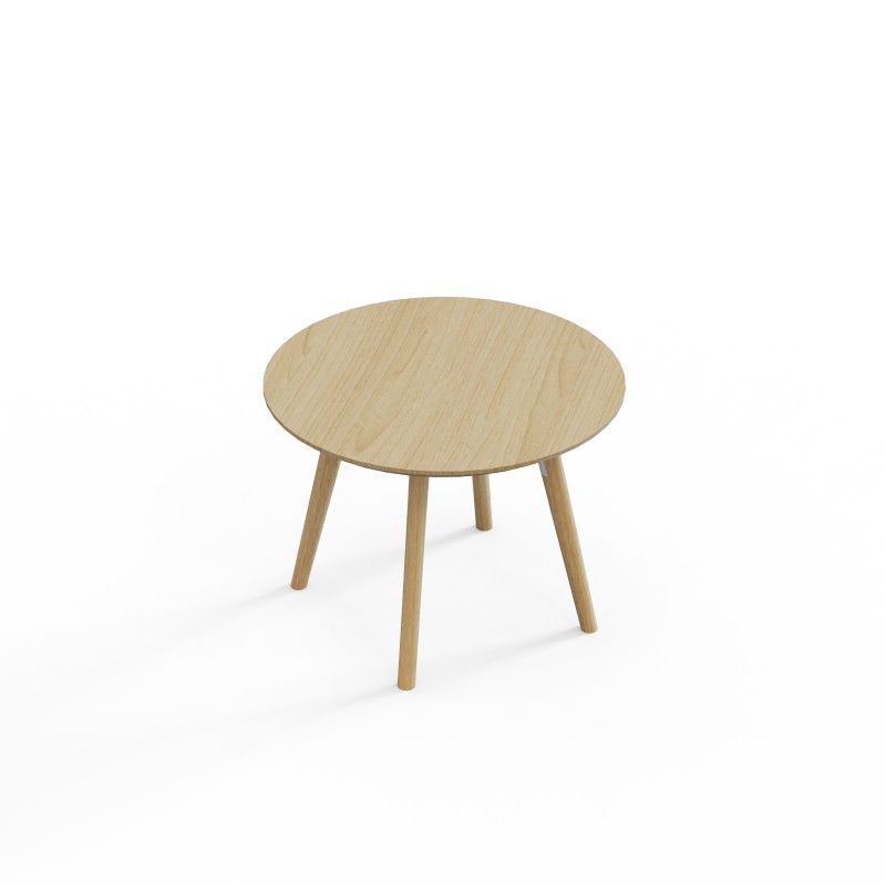 VITE‑CTB‑600R – Round Coffee Table · MFC Tabletop · Solid Wood Legs · Black/White Connector Options