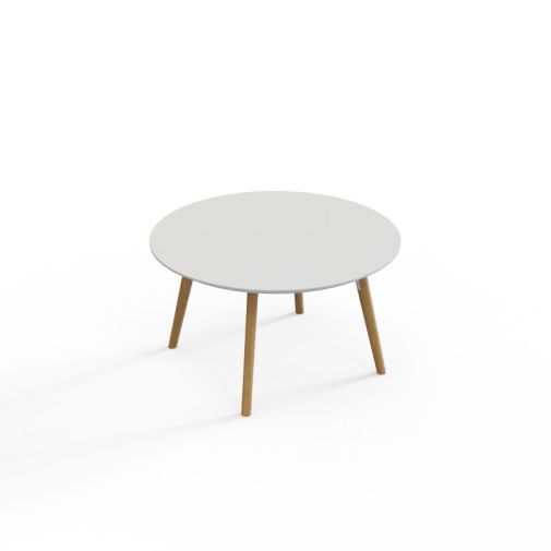 VITE‑CTB‑800R – Round Coffee Table · MFC Top · Solid Wood Legs · Black/White Connector Options