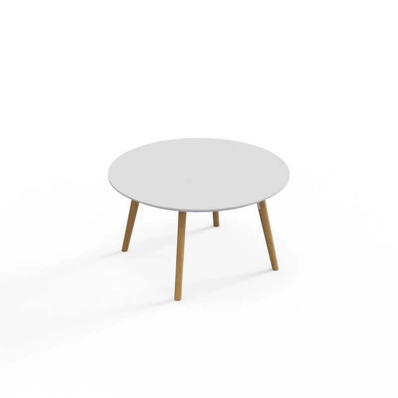 VITE‑CTB‑800R – Round Coffee Table · MFC Top · Solid Wood Legs · Black/White Connector Options