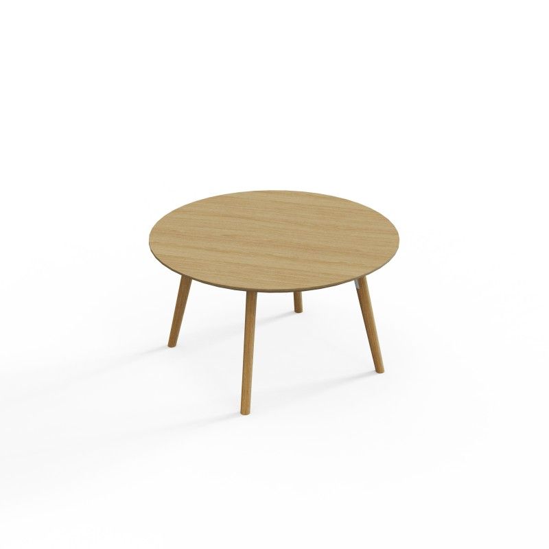 VITE‑CTB‑800R – Round Coffee Table · MFC Top · Solid Wood Legs · Black/White Connector Options