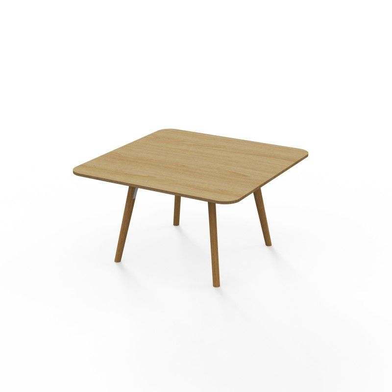 VITE‑CTB‑800S – Square Coffee Table · MFC Top · Solid Wood Legs · Black/White Connector Options