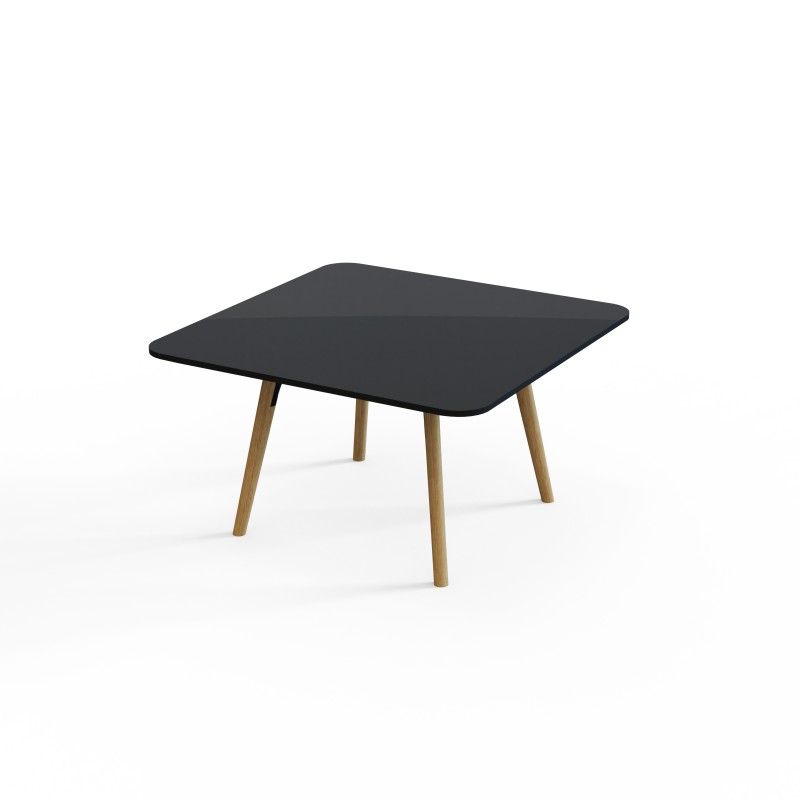 VITE‑CTB‑800S – Square Coffee Table · MFC Top · Solid Wood Legs · Black/White Connector Options