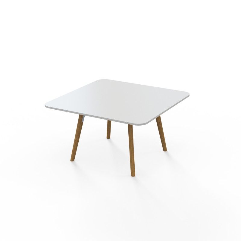 VITE‑CTB‑800S – Square Coffee Table · MFC Top · Solid Wood Legs · Black/White Connector Options