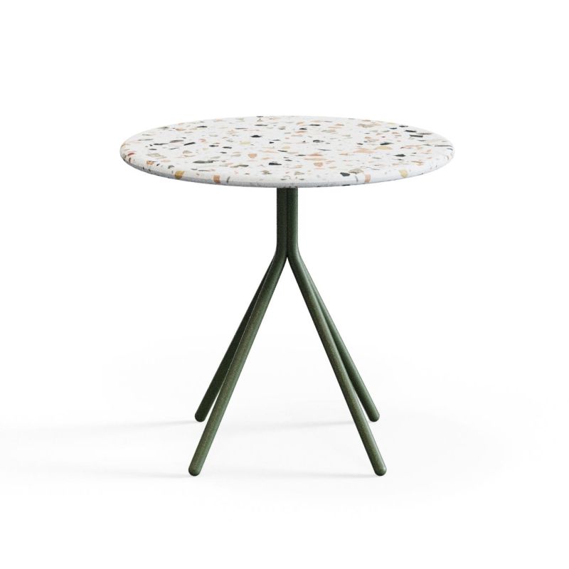 Ozian‑500‑C – Round Side Table · Terrazzo Top · Powder‑Coated Steel Frame