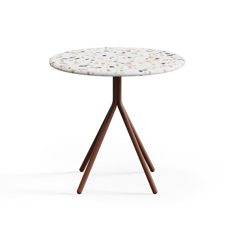 Ozian‑500‑C – Round Side Table · Terrazzo Top · Powder‑Coated Steel Frame