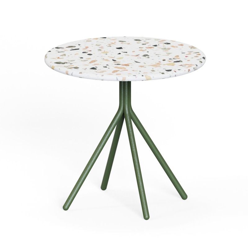 Ozian‑500‑C – Round Side Table · Terrazzo Top · Powder‑Coated Steel Frame