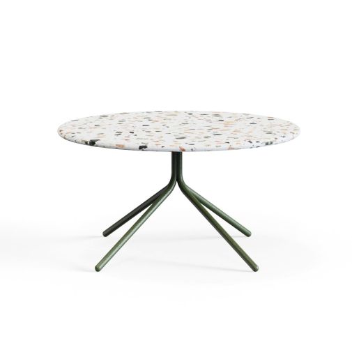 Ozian‑700‑C – Round Coffee Table · Terrazzo Surface · Powder‑Coated Steel Frame