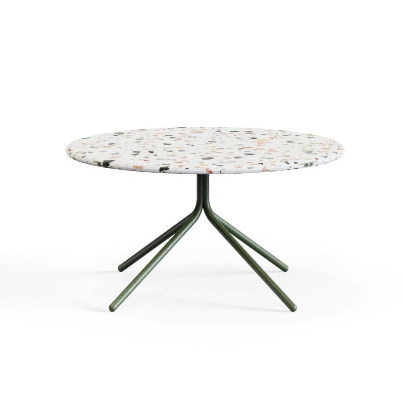 Ozian‑700‑C – Round Coffee Table · Terrazzo Surface · Powder‑Coated Steel Frame