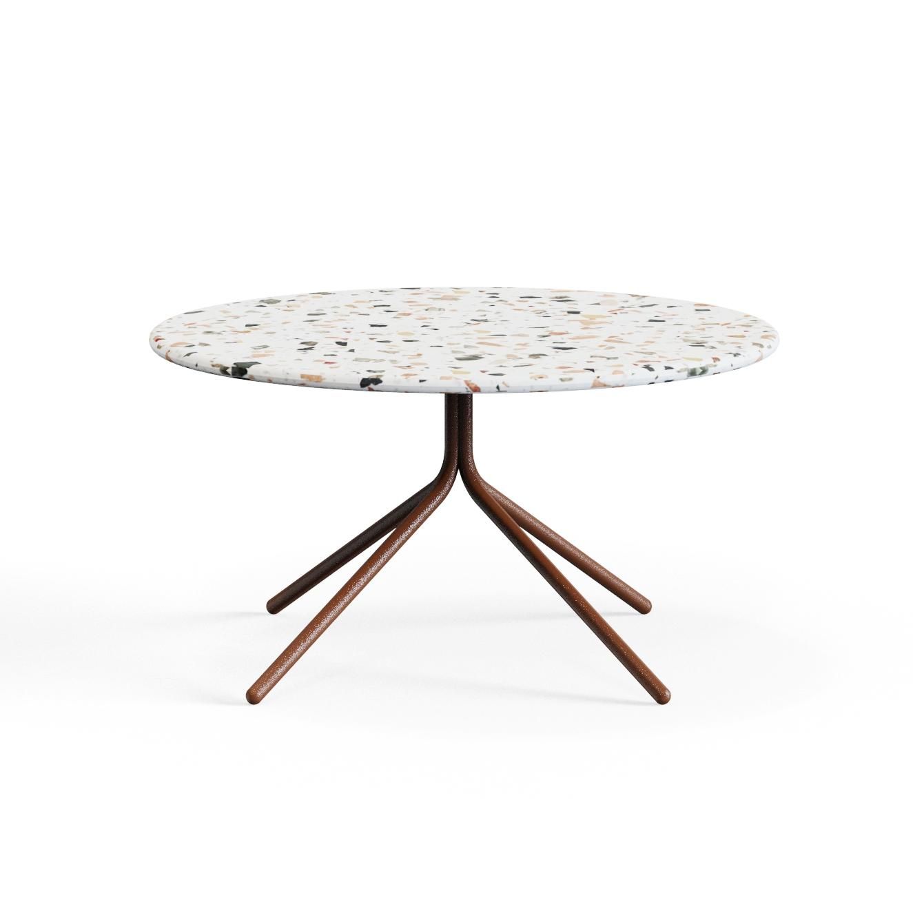 Ozian‑700‑C – Round Coffee Table · Terrazzo Surface · Powder‑Coated Steel Frame