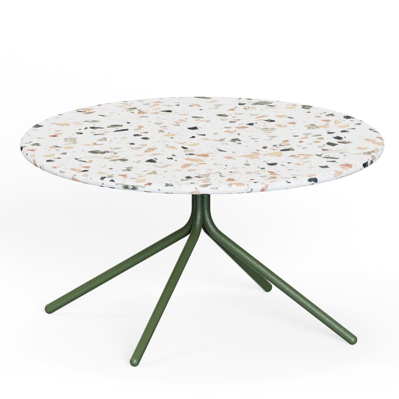 Ozian‑700‑C – Round Coffee Table · Terrazzo Surface · Powder‑Coated Steel Frame