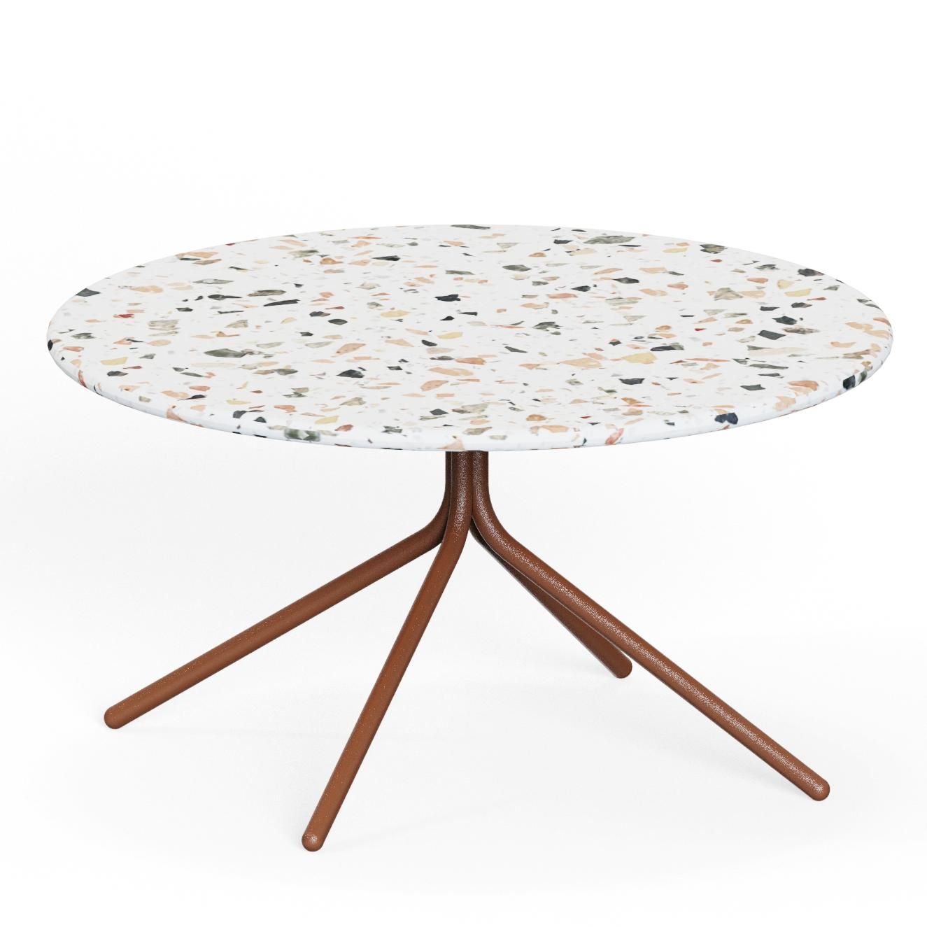 Ozian‑700‑C – Round Coffee Table · Terrazzo Surface · Powder‑Coated Steel Frame