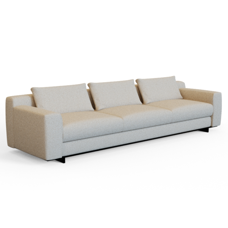 Comm‑A04 – Three‑Seat Sofa · Solid Wood Frame · High‑Resilience Foam · Metal Base