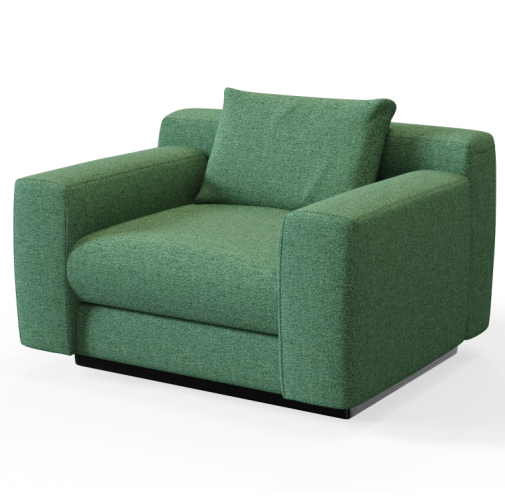 Comm‑B01 – Lounge Armchair · Solid Wood Frame · High‑Resilience Foam · Metal Base