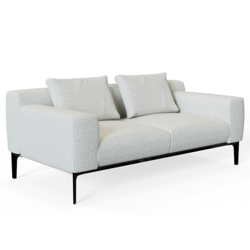 Comm‑C02 – Two‑Seat Sofa · Solid Wood Frame · High‑Resilience Foam · Black Aluminum Legs