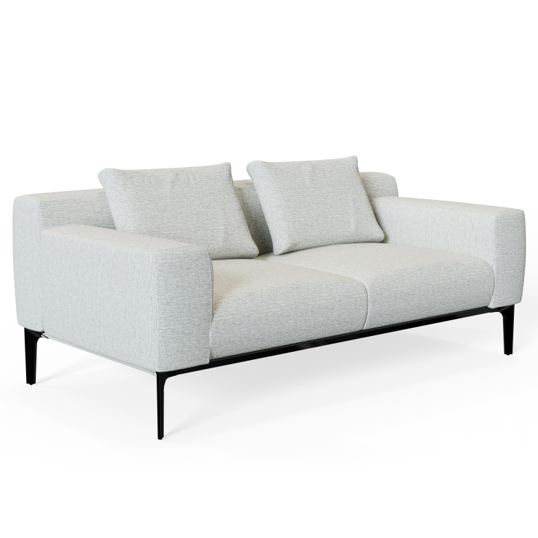 Comm‑C02 – Two‑Seat Sofa · Solid Wood Frame · High‑Resilience Foam · Black Aluminum Legs
