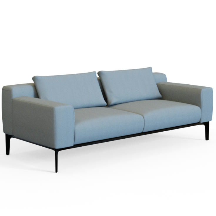 Comm‑C03 – Two‑and‑a‑Half‑Seat Sofa · Solid Wood Frame · High‑Resilience Foam · Black Aluminum Legs