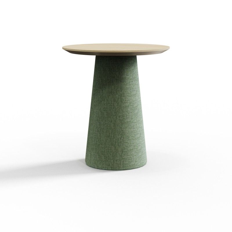 Cone‑CT500 – Round Coffee Table · Laminate Top · Upholstered Cone Base