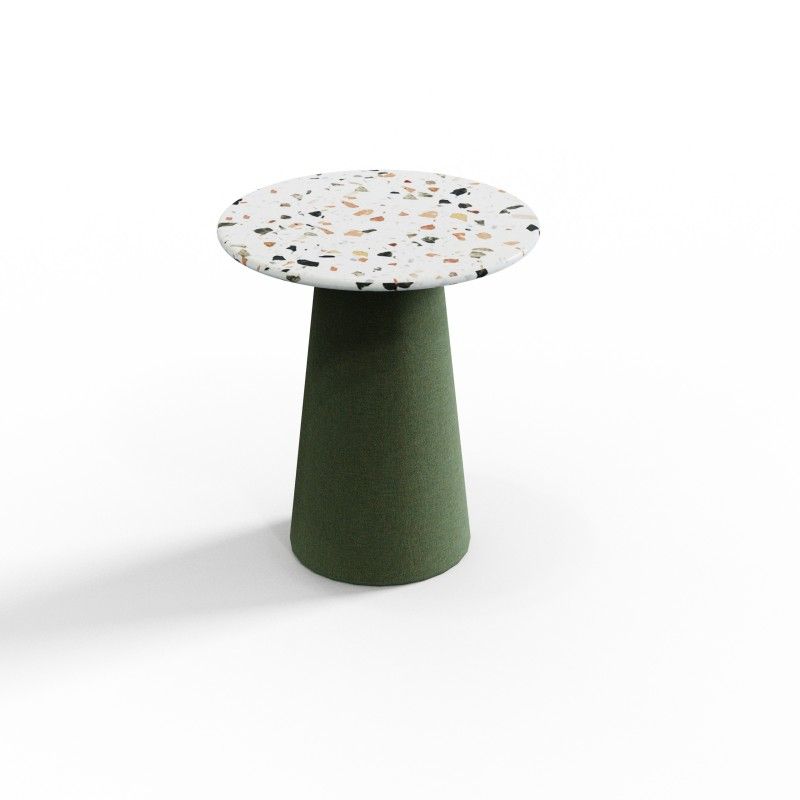 Cone‑CT500 – Round Coffee Table · Laminate Top · Upholstered Cone Base