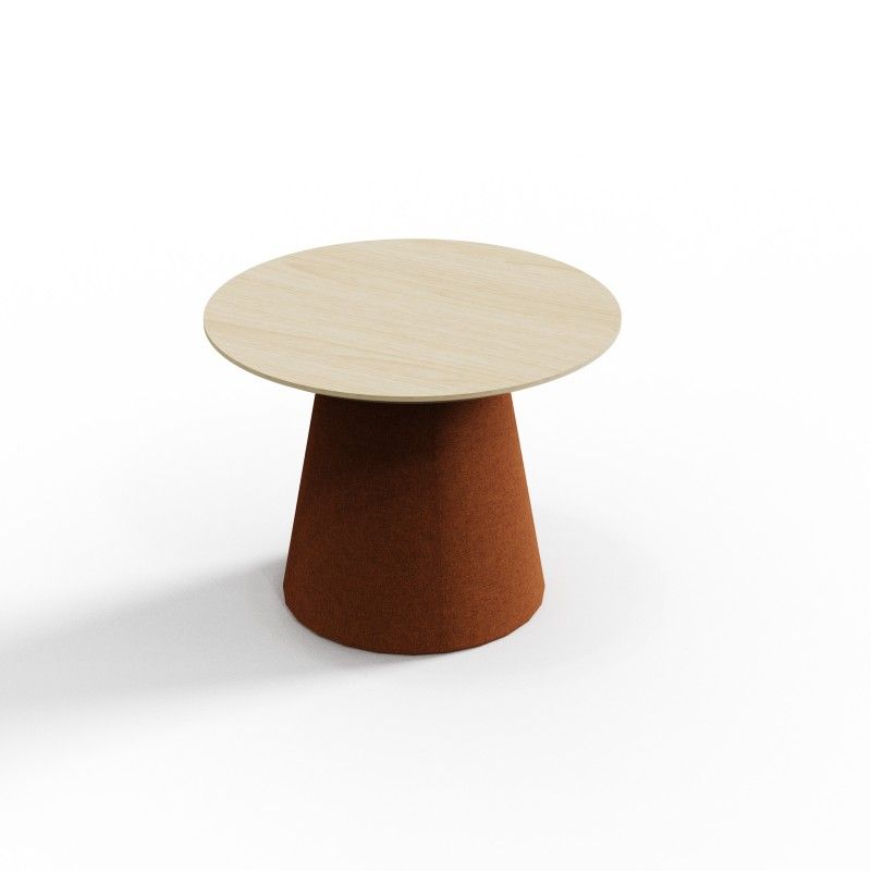 Cone‑CT600 – Round Coffee Table · Laminate Top · Upholstered Cone Base