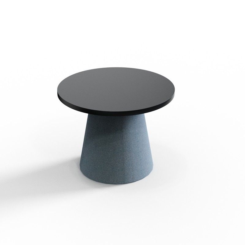 Cone‑CT600 – Round Coffee Table · Laminate Top · Upholstered Cone Base