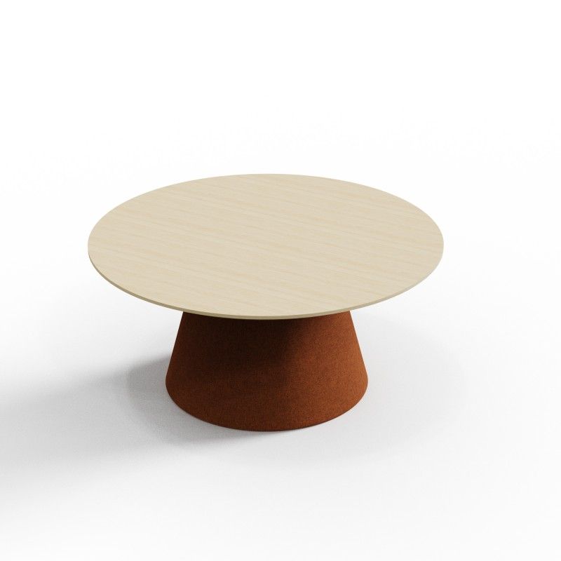 Cone‑CT800 – Round Coffee Table · Laminate Top · Upholstered Cone Base