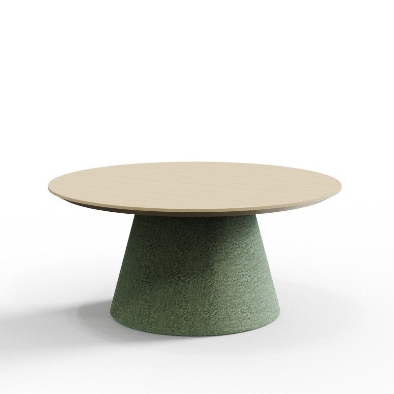 Cone‑CT800 – Round Coffee Table · Laminate Top · Upholstered Cone Base