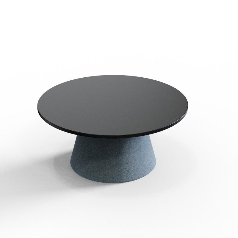 Cone‑CT800 – Round Coffee Table · Laminate Top · Upholstered Cone Base