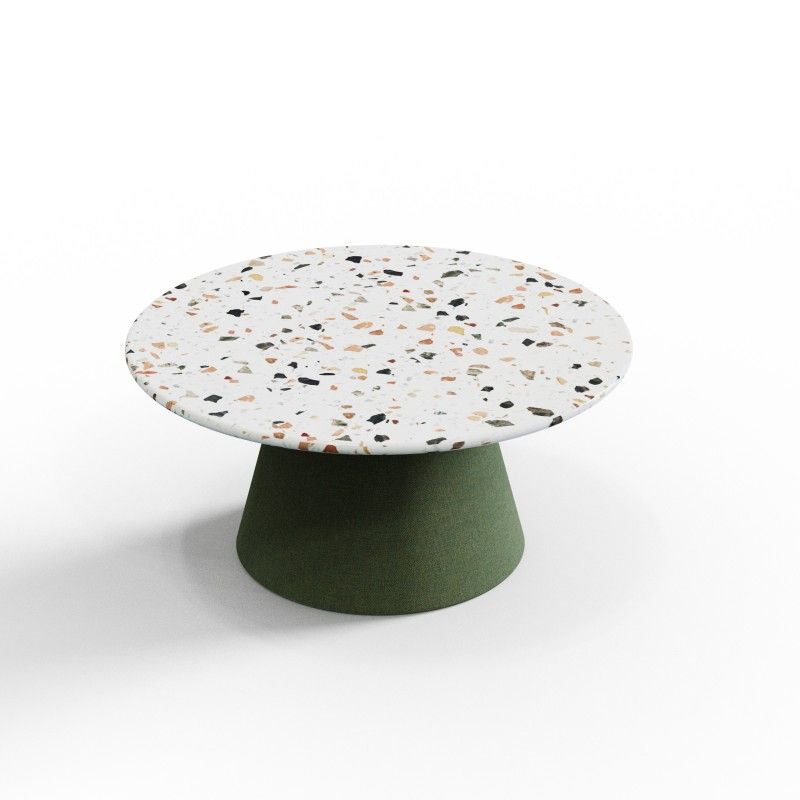 Cone‑CT800 – Round Coffee Table · Laminate Top · Upholstered Cone Base