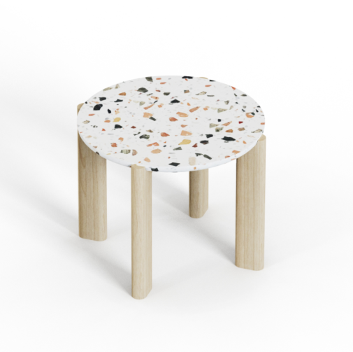 Pebble‑CTS‑C – Side Table · Stone Top · Wooden Legs