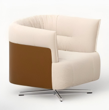 X820.1SXJ | Swivel Single Sofa (Leather + Fabric Interior)
